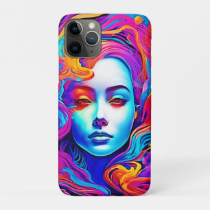 Neon Goddess with Flowing Cosmic Hair iPhone 11 Pro Case
