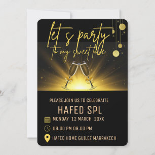 Neon Gold Light Digital Party e-invite Template, B Thank You Card
