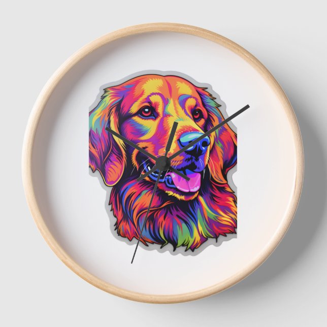 Neon Golden Retriever   Clock (Front)