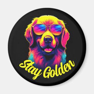 Neon Golden Retriever Magnet