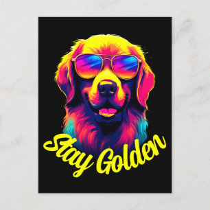 Neon Golden Retriever Postcard