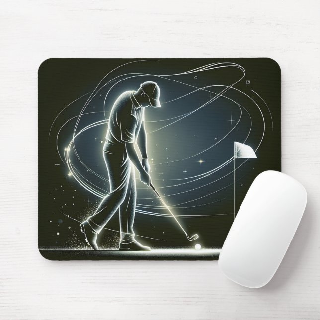 Neon Golfer  Putting the Golf Ball  Mouse Pad (With Mouse)