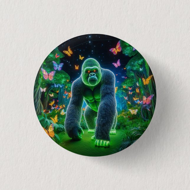 Neon Gorilla at Night  3 Cm Round Badge (Front)