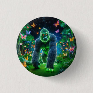 Neon Gorilla at Night  3 Cm Round Badge