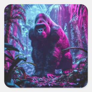 Neon Gorilla Square Sticker