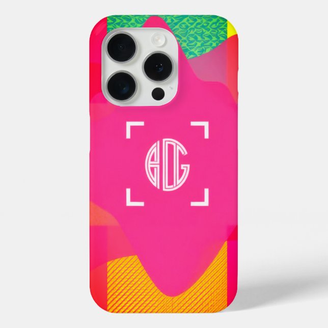 Neon Gradient Custom Monogram iPhone Case (Back)