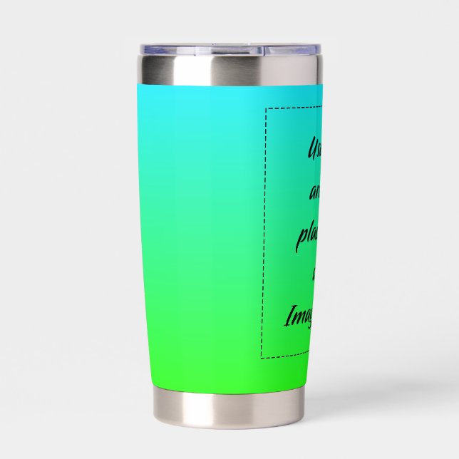 Neon Gradient Light Blue to Green Insulated Tumbler (Front)