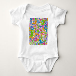 Neon Graffiti-Abstract Art Brushstrokes Baby Bodysuit