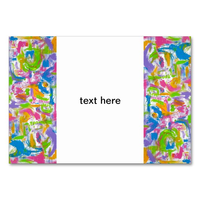 Neon Graffiti-Abstract Art Brushstrokes Table Number (Front)