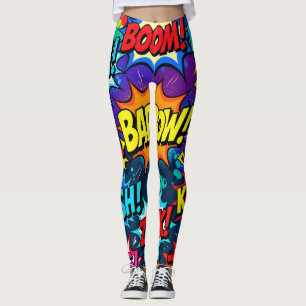 Neon Graffiti Comic Book Action Words Leggings