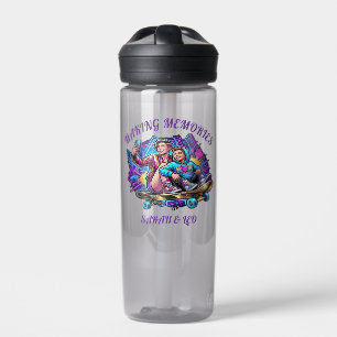 Neon Graffiti Cool Mum & Son Skateboard Water Bott Bottle