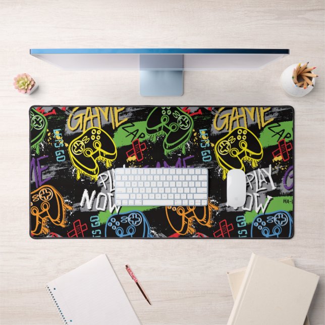 Neon Graffiti Gaming Pattern Desk Mat (Office 1)