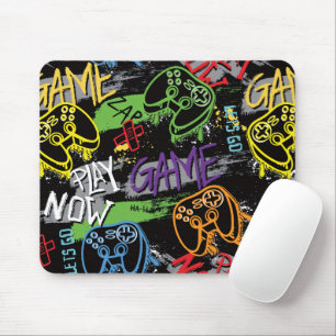 Neon Graffiti Gaming Pattern Mouse Pad