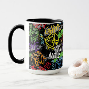 Neon Graffiti Gaming Pattern Mug