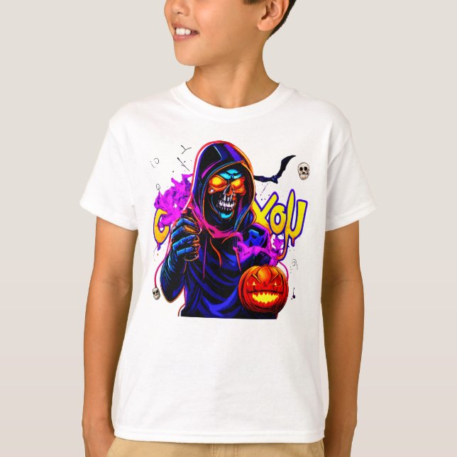 Neon Graffiti Grim Reaper Urban Streetwear  T-Shirt (Front)