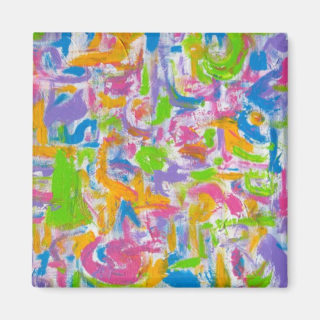 Neon Graffiti-Hand Painted Abstract Art Magnet (Front)