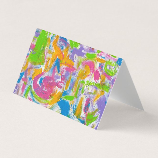 Neon Graffiti-Hand Painted Abstract Brushstrokes Business Card (Front)