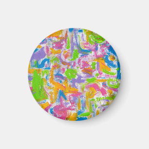 Neon Graffiti-Hand Painted Abstract Brushstrokes Magnet