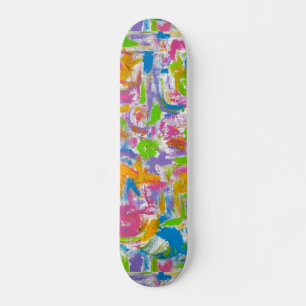 Neon Graffiti-Hand Painted Abstract Brushstrokes Skateboard