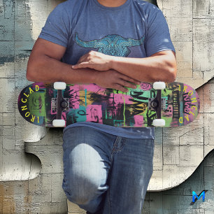 Neon Graffiti-Inspired with Abstract Street Vibe Skateboard
