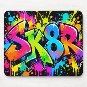 Neon Graffiti SK8R Mouse Pad Colourful Skater Gami