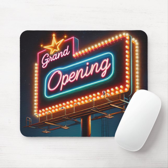 Neon Grand Opening Billboard Mouse Pad (With Mouse)