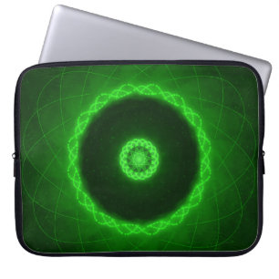 Neon Green Abstract Circular Pattern Laptop Sleeve