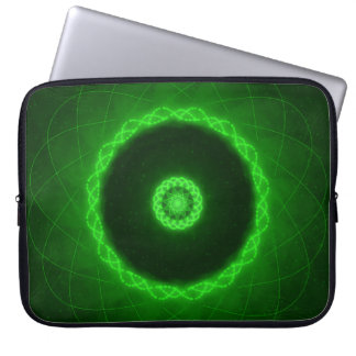 Neon Green Abstract Circular Pattern Laptop Sleeve
