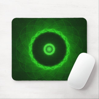 Neon Green Abstract Circular Pattern Mouse Pad