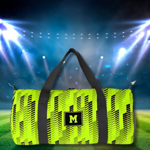 Neon Green Abstract Geometric stripes Gym Sports  Duffle Bag