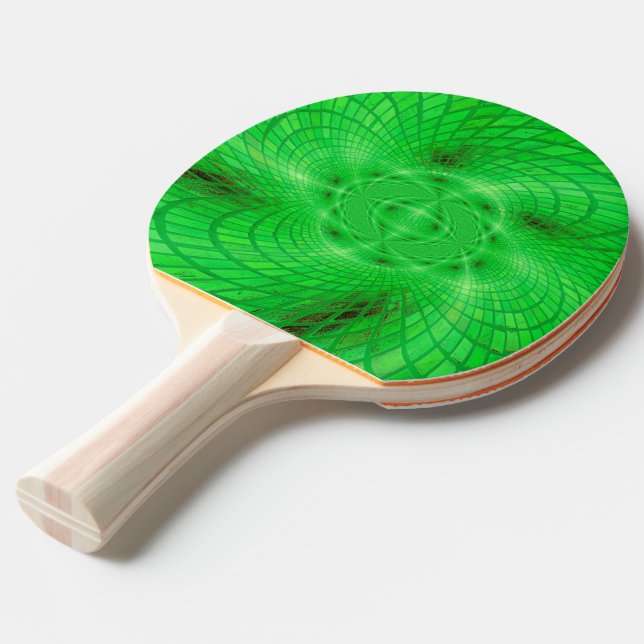 neon green abstraction ping pong paddle (Front Angle)