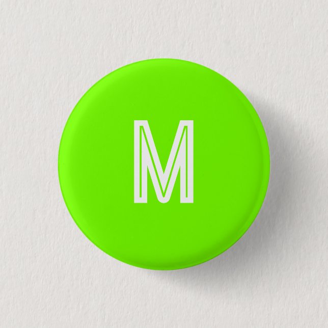 neon green - add monogram   3 cm round badge (Front)