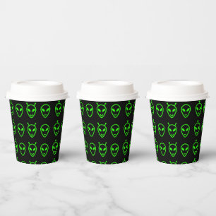 Neon Green Aliens Paper Cups