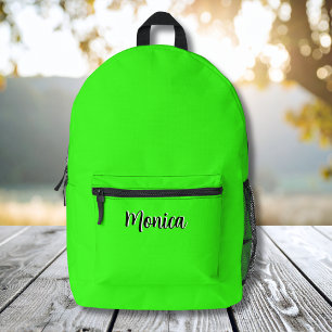 Neon Green and Black 3D Personalised Name  Printed Backpack