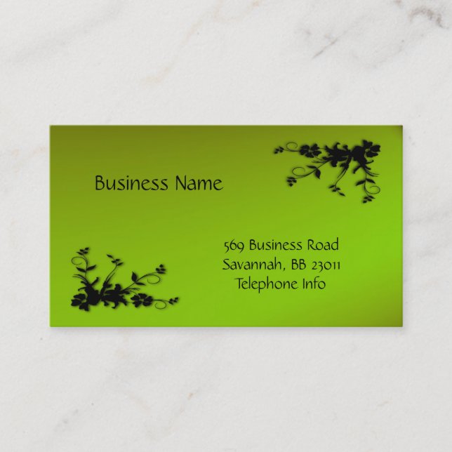 Neon Green and Black Elegant Business Card (Front)