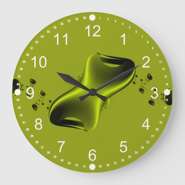 Neon Green and Black Fractal Large Clock (Front)