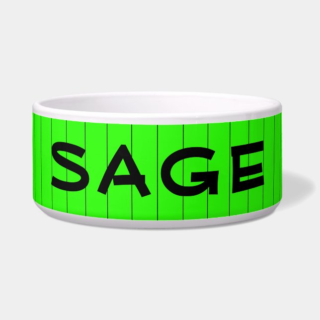 Neon Green and Black Thin Striped Name Cat Dog (Front)