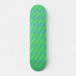 neon green and blue stripes skateboard