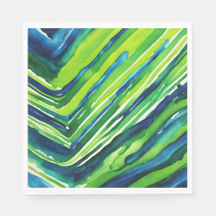 Neon Green and Dark Blue Stripes Art Napkin