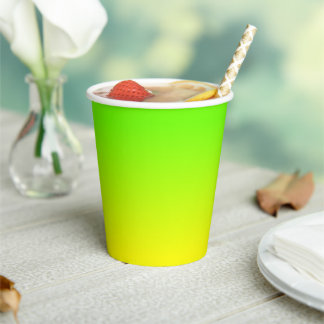 Neon Green and Neon Yellow Ombré Shade Color Fade Paper Cups