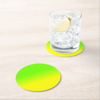 Neon Green and Neon Yellow Ombré Shade Color Fade Round Paper Coaster