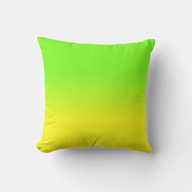 Neon Green and Neon Yellow Ombré  Shade Colour Fad Cushion (Front)