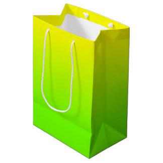 Neon Green and Neon Yellow Ombré  Shade Colour Fad Medium Gift Bag