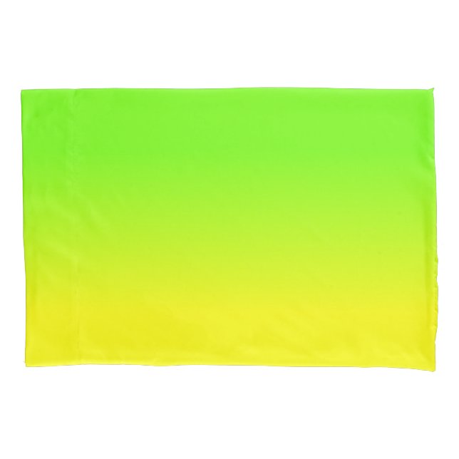 Neon Green and Neon Yellow Ombré  Shade Colour Pillowcase (Front)