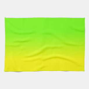 Neon Green and Neon Yellow Ombré  Shade Colour Tea Towel
