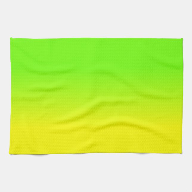Neon Green and Neon Yellow Ombré  Shade Colour Tea Towel (Horizontal)