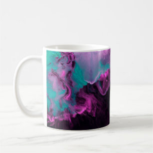 Neon green and purple creative painting, abstract coffee mug