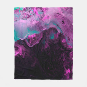 Neon green and purple creative painting, abstract fleece blanket