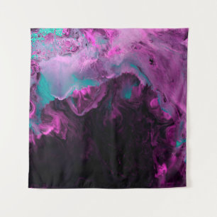Neon green and purple creative painting, abstract tapestry