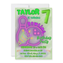 Neon Green and Purple Kids Bowling Birthday Party
